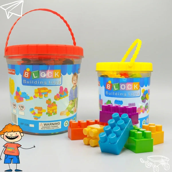 Wonder Play Building Blocks – 110-Piece Educational Construction Set with Storage Bucket