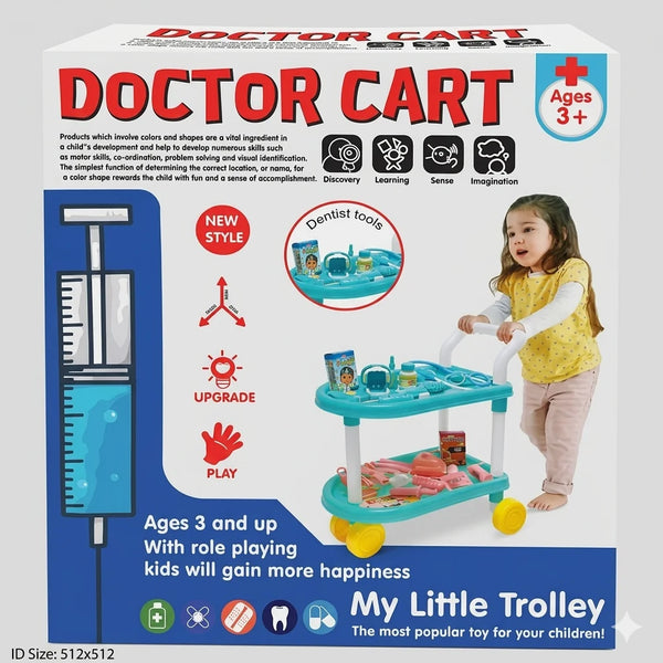 Kids Doctor Cart Play Set – Medical Trolley Toy with Accessories