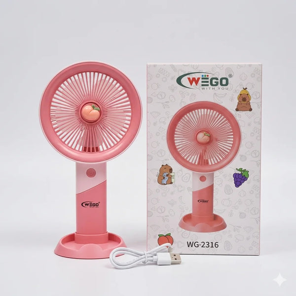 Wego Rechargeable Handheld Mini Fan (WG-2316) – Portable USB Cooling Fan with Stand