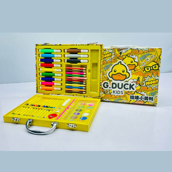 G Duck Kids 68-Piece Art Set – Coloring Kit with Markers, Crayons, Pencils & Paints (Portable Case)