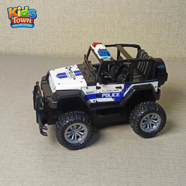 RC Police Jeep Climbing Car – Metal Off-Road Remote Control Police Car with LED Lights