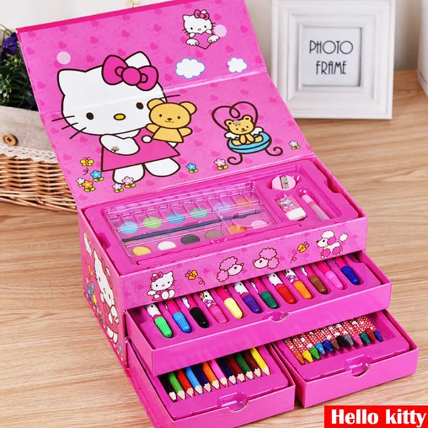 54 Piece Hello Kitty Kids Art Set – Drawing & Coloring Kit with Crayons, Markers, Colored Pencils & Watercolors