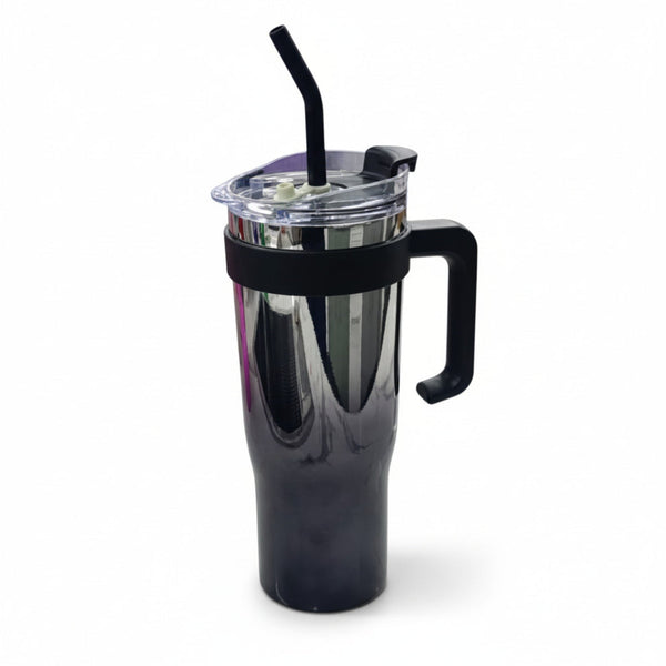 Stainless Steel Tumbler With Handle & Straw – Large Capacity Travel Mug