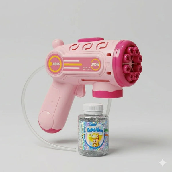Automatic Electric Bubble Gun – One-Button Continuous Bubbling with LED Lights & Cute Design for Kids