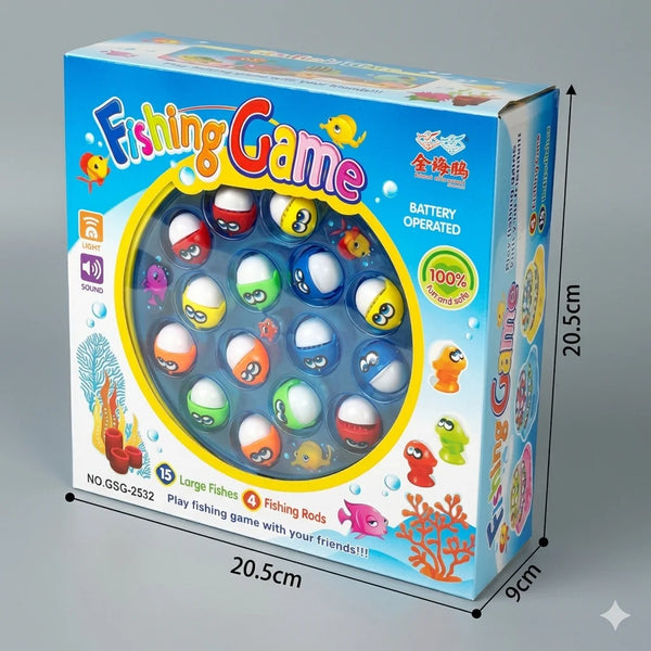 Premium 15-Piece Rotating Fishing Game - Battery Operated Music & Lights Toy