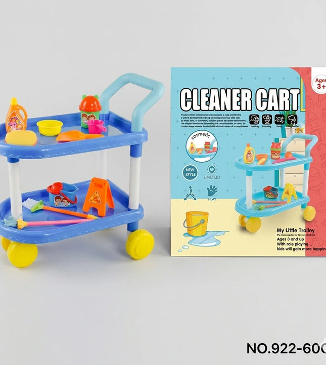 Kids Cleaning Cart Toy Set – Pretend Play Trolley with Accessories
