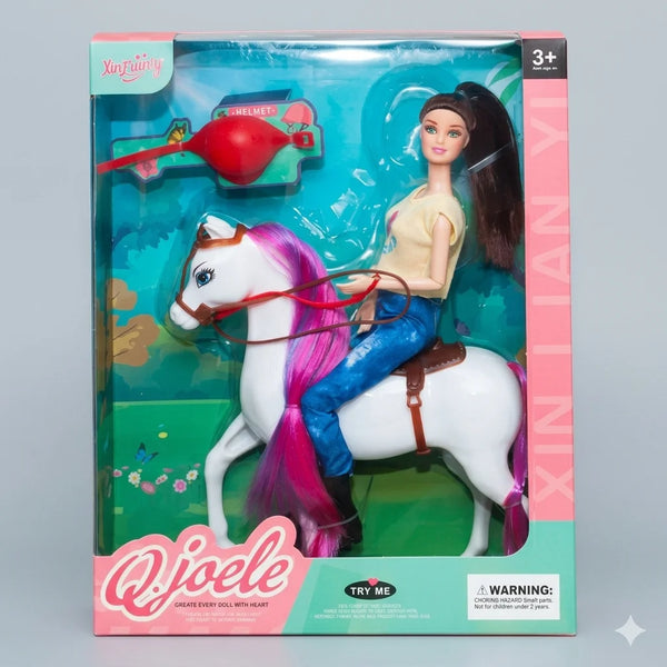 Qjoele Horse Riding Doll Set with Styling Hair & Saddle Accessories