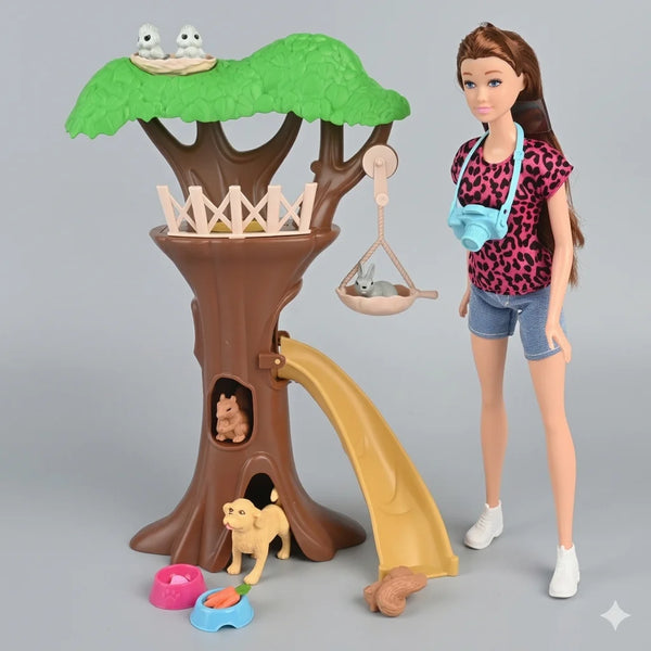 Kaibibi Wild Adventure Doll Treehouse Playset with Pets & Accessories