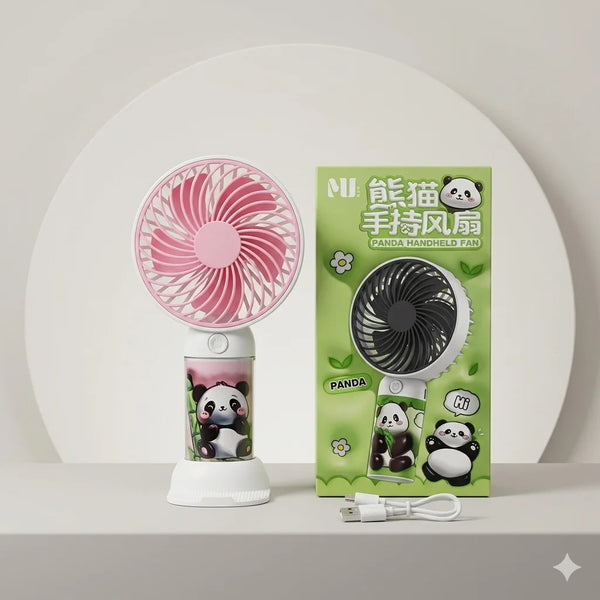 Panda Handheld Mini Fan – Portable USB Rechargeable Cooling Fan with Stand (Cute Design)