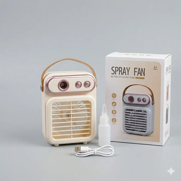 Portable Cooling Mist Fan – USB Rechargeable Air Spray Fan with Water Mist