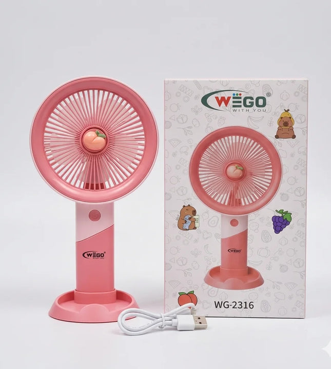 Wego Rechargeable Handheld Mini Fan (WG-2316) – Portable USB Cooling Fan with Stand