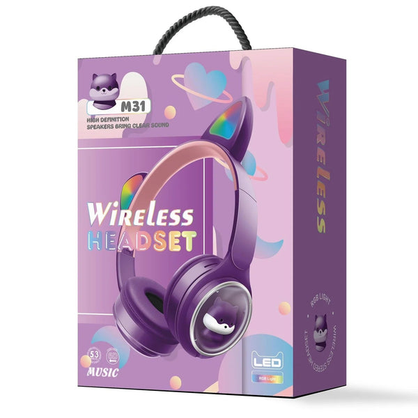 M31 Wireless Bluetooth Headset with RGB LED Lights & HD Sound