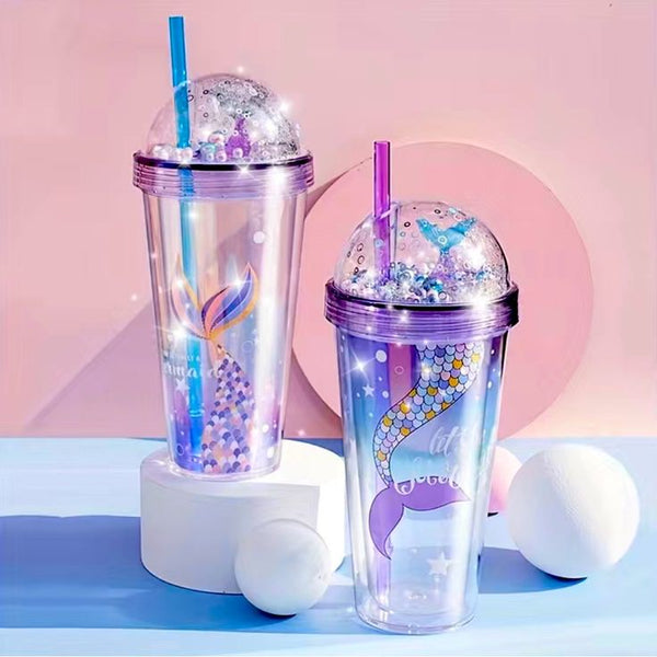 Mermaid Glitter Dome Kids Sipper Cup With Straw