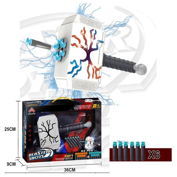 Electric Dart Blasting Hammer Toy with Target Board & Foam Darts