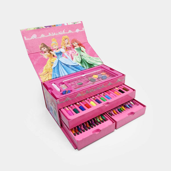 54 Piece Princess Kids Art Set – Cartoon Painting & Coloring Kit with Crayons, Pencils & Watercolors