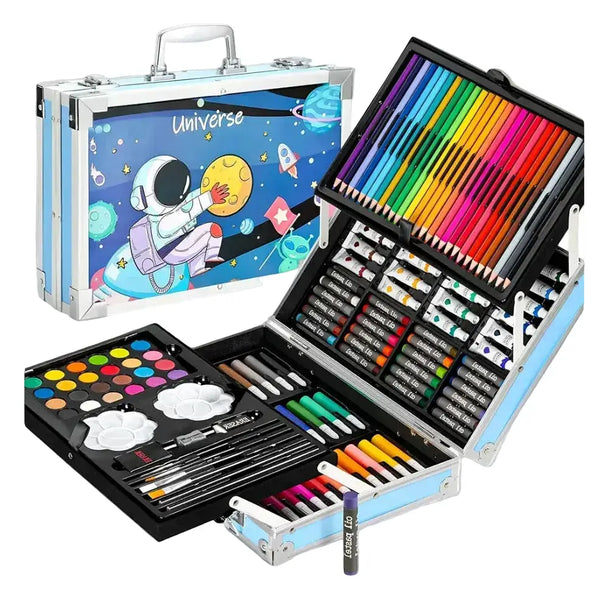 Space Kids Art Set – 150+ Pieces Coloring & Drawing Kit with Carry Case