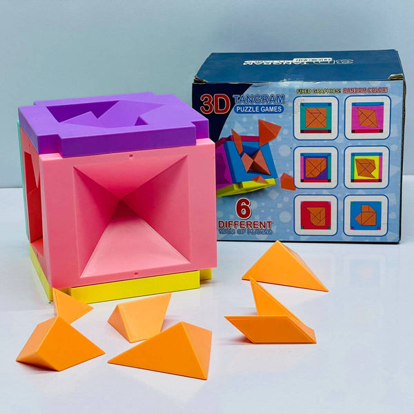 3D Tangram Puzzle Box – Shape Sorting & Brain Teaser Toy for Kids