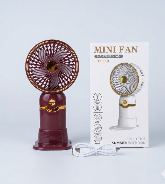Premium Mini Handheld Fan – 3 Speed Rechargeable USB Fan | Portable Cooling Fan