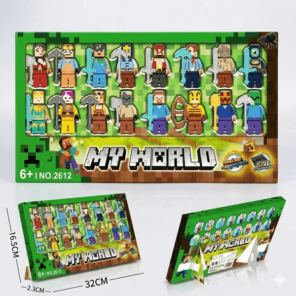 My World Building Blocks Figures Set (24 PCS) – Kids Mini Characters Toy Pack